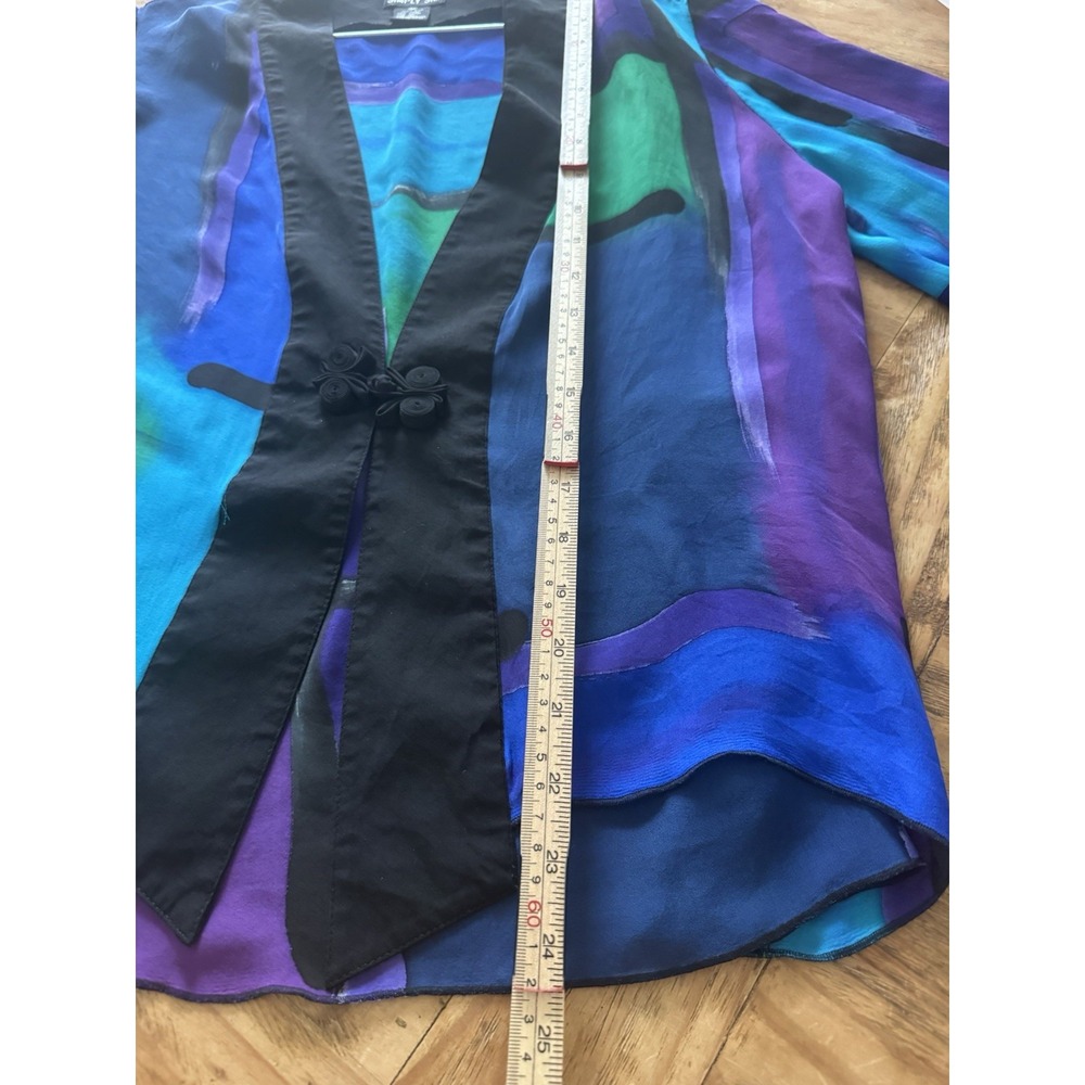 Simply Silk 100% Silk Patchwork Kimono Jacket Multicolor Abstract Print Sz M - Picture 8 of 9